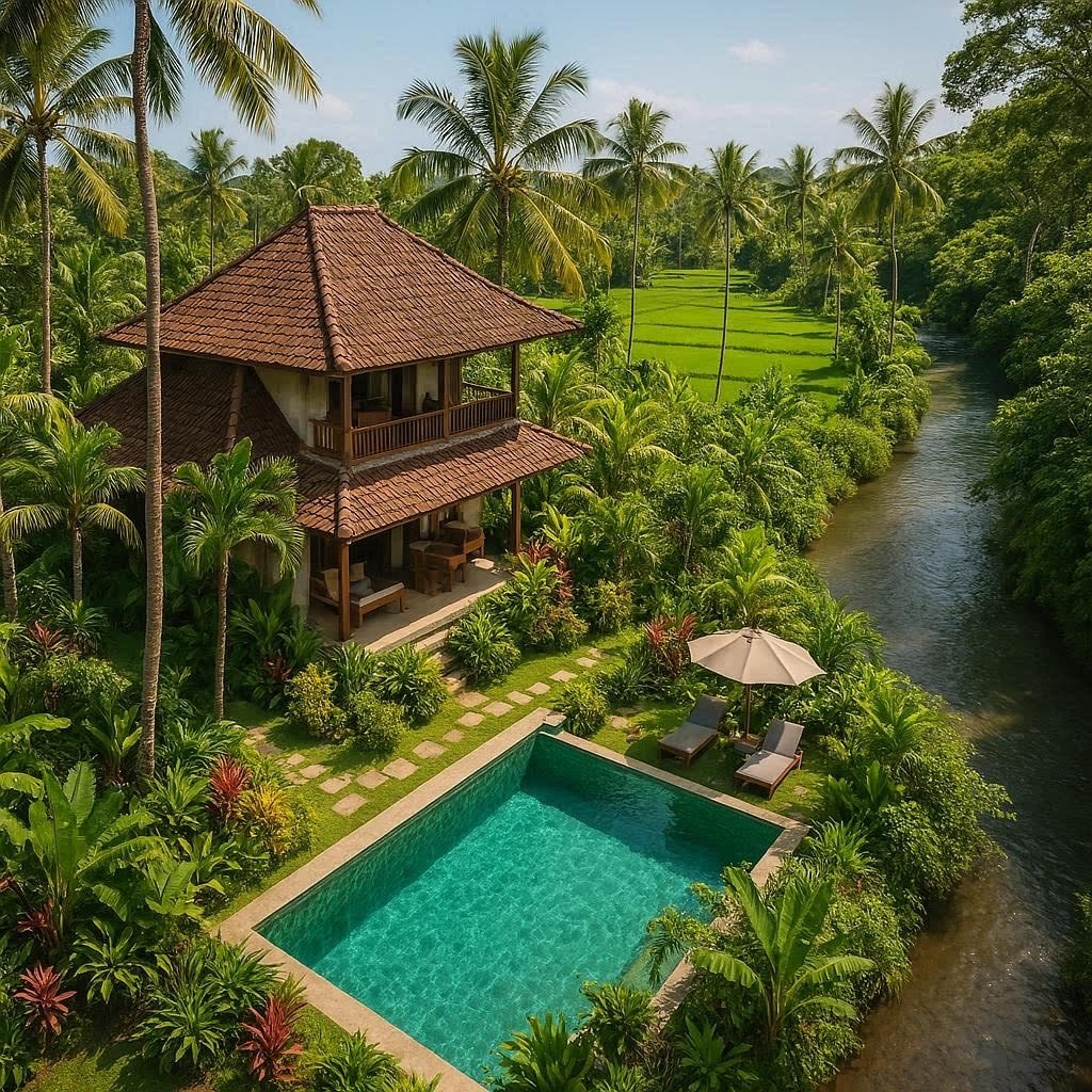 bali villas by the river